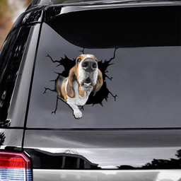 Basset Hound Crack Window Decal Custom 3d Car Decal Vinyl Aesthetic Decal Funny Stickers Cute Gift Ideas Ae10100 Car Vinyl Decal Sticker Window Decals, Peel and Stick Wall Decals