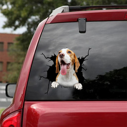 Beagle Dog Breeds Dogs Puppy Crack Window Decal Custom 3d Car Decal Vinyl Aesthetic Decal Funny Stickers Cute Gift Ideas Ae10109 Car Vinyl Decal Sticker Window Decals, Peel and Stick Wall Decals 18x18IN 2PCS
