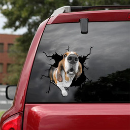 Basset Hound Crack Window Decal Custom 3d Car Decal Vinyl Aesthetic Decal Funny Stickers Cute Gift Ideas Ae10100 Car Vinyl Decal Sticker Window Decals, Peel and Stick Wall Decals 18x18IN 2PCS