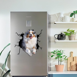 Australian Shepherd Crack Window Decal Custom 3d Car Decal Vinyl Aesthetic Decal Funny Stickers Cute Gift Ideas Ae10084 Car Vinyl Decal Sticker Window Decals, Peel and Stick Wall Decals