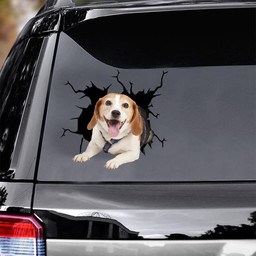 Beagle Dog Breeds Dogs Puppy Crack Window Decal Custom 3d Car Decal Vinyl Aesthetic Decal Funny Stickers Cute Gift Ideas Ae10106 Car Vinyl Decal Sticker Window Decals, Peel and Stick Wall Decals
