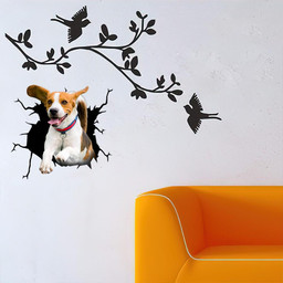 Beagle Dog Breeds Dogs Puppy Crack Window Decal Custom 3d Car Decal Vinyl Aesthetic Decal Funny Stickers Cute Gift Ideas Ae10113 Car Vinyl Decal Sticker Window Decals, Peel and Stick Wall Decals