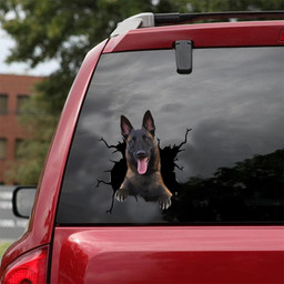Belgian Malinois Crack Window Decal Custom 3d Car Decal Vinyl Aesthetic Decal Funny Stickers Cute Gift Ideas Ae10133 Car Vinyl Decal Sticker Window Decals, Peel and Stick Wall Decals 18x18IN 2PCS