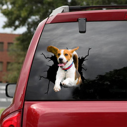 Beagle Dog Breeds Dogs Puppy Crack Window Decal Custom 3d Car Decal Vinyl Aesthetic Decal Funny Stickers Cute Gift Ideas Ae10113 Car Vinyl Decal Sticker Window Decals, Peel and Stick Wall Decals 18x18IN 2PCS