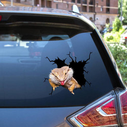 Bearded Dragon Crack Window Decal Custom 3d Car Decal Vinyl Aesthetic Decal Funny Stickers Home Decor Gift Ideas Car Vinyl Decal Sticker Window Decals, Peel and Stick Wall Decals 12x12IN 2PCS