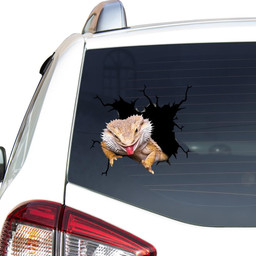 Bearded Dragon Crack Window Decal Custom 3d Car Decal Vinyl Aesthetic Decal Funny Stickers Home Decor Gift Ideas Car Vinyl Decal Sticker Window Decals, Peel and Stick Wall Decals