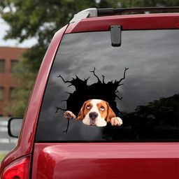 Beagle Dog Breeds Dogs Puppy Crack Window Decal Custom 3d Car Decal Vinyl Aesthetic Decal Funny Stickers Cute Gift Ideas Ae10116 Car Vinyl Decal Sticker Window Decals, Peel and Stick Wall Decals 18x18IN 2PCS