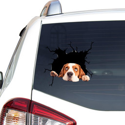 Beagle Dog Breeds Dogs Puppy Crack Window Decal Custom 3d Car Decal Vinyl Aesthetic Decal Funny Stickers Cute Gift Ideas Ae10116 Car Vinyl Decal Sticker Window Decals, Peel and Stick Wall Decals