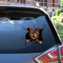 Bengal Cat Crack Window Decal Custom 3d Car Decal Vinyl Aesthetic Decal Funny Stickers Cute Gift Ideas Ae10142 Car Vinyl Decal Sticker Window Decals, Peel and Stick Wall Decals 12x12IN 2PCS