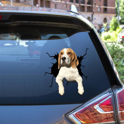 Beagle Dog Breeds Dogs Puppy Crack Window Decal Custom 3d Car Decal Vinyl Aesthetic Decal Funny Stickers Cute Gift Ideas Ae10110 Car Vinyl Decal Sticker Window Decals, Peel and Stick Wall Decals 12x12IN 2PCS
