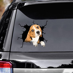 Beagle Dog Breeds Dogs Puppy Crack Window Decal Custom 3d Car Decal Vinyl Aesthetic Decal Funny Stickers Cute Gift Ideas Ae10119 Car Vinyl Decal Sticker Window Decals, Peel and Stick Wall Decals