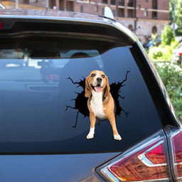 Beagle Dog Breeds Dogs Puppy Crack Window Decal Custom 3d Car Decal Vinyl Aesthetic Decal Funny Stickers Cute Gift Ideas Ae10121 Car Vinyl Decal Sticker Window Decals, Peel and Stick Wall Decals 12x12IN 2PCS