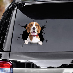 Beagle Dog Breeds Dogs Puppy Crack Window Decal Custom 3d Car Decal Vinyl Aesthetic Decal Funny Stickers Cute Gift Ideas Ae10112 Car Vinyl Decal Sticker Window Decals, Peel and Stick Wall Decals