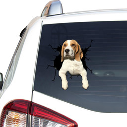 Beagle Dog Breeds Dogs Puppy Crack Window Decal Custom 3d Car Decal Vinyl Aesthetic Decal Funny Stickers Cute Gift Ideas Ae10110 Car Vinyl Decal Sticker Window Decals, Peel and Stick Wall Decals