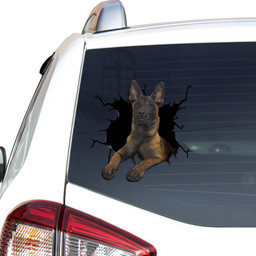 Belgian Malinois Crack Window Decal Custom 3d Car Decal Vinyl Aesthetic Decal Funny Stickers Cute Gift Ideas Ae10135 Car Vinyl Decal Sticker Window Decals, Peel and Stick Wall Decals