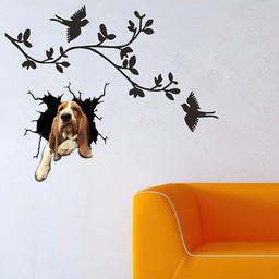 Basset Hound Crack Window Decal Custom 3d Car Decal Vinyl Aesthetic Decal Funny Stickers Cute Gift Ideas Ae10101 Car Vinyl Decal Sticker Window Decals, Peel and Stick Wall Decals