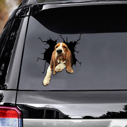 Basset Hound Crack Window Decal Custom 3d Car Decal Vinyl Aesthetic Decal Funny Stickers Cute Gift Ideas Ae10101 Car Vinyl Decal Sticker Window Decals, Peel and Stick Wall Decals