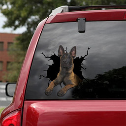 Belgian Malinois Crack Window Decal Custom 3d Car Decal Vinyl Aesthetic Decal Funny Stickers Cute Gift Ideas Ae10135 Car Vinyl Decal Sticker Window Decals, Peel and Stick Wall Decals 18x18IN 2PCS
