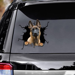 Belgian Malinois Crack Window Decal Custom 3d Car Decal Vinyl Aesthetic Decal Funny Stickers Cute Gift Ideas Ae10137 Car Vinyl Decal Sticker Window Decals, Peel and Stick Wall Decals