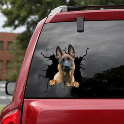 Belgian Malinois Crack Window Decal Custom 3d Car Decal Vinyl Aesthetic Decal Funny Stickers Cute Gift Ideas Ae10137 Car Vinyl Decal Sticker Window Decals, Peel and Stick Wall Decals 18x18IN 2PCS