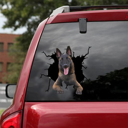 Belgian Malinois Crack Window Decal Custom 3d Car Decal Vinyl Aesthetic Decal Funny Stickers Cute Gift Ideas Ae10132 Car Vinyl Decal Sticker Window Decals, Peel and Stick Wall Decals 18x18IN 2PCS