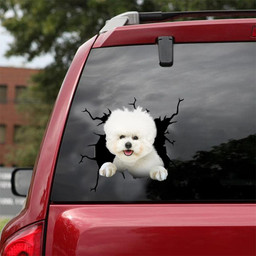 Bichon Crack Window Decal Custom 3d Car Decal Vinyl Aesthetic Decal Funny Stickers Home Decor Gift Ideas Car Vinyl Decal Sticker Window Decals, Peel and Stick Wall Decals 18x18IN 2PCS