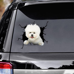 Bichon Crack Window Decal Custom 3d Car Decal Vinyl Aesthetic Decal Funny Stickers Home Decor Gift Ideas Car Vinyl Decal Sticker Window Decals, Peel and Stick Wall Decals