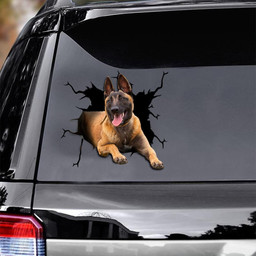 Belgian Malinois Crack Window Decal Custom 3d Car Decal Vinyl Aesthetic Decal Funny Stickers Cute Gift Ideas Ae10138 Car Vinyl Decal Sticker Window Decals, Peel and Stick Wall Decals