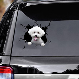 Bichon Frise Crack Window Decal Custom 3d Car Decal Vinyl Aesthetic Decal Funny Stickers Cute Gift Ideas Ae10159 Car Vinyl Decal Sticker Window Decals, Peel and Stick Wall Decals