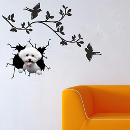 Bichon Frise Crack Window Decal Custom 3d Car Decal Vinyl Aesthetic Decal Funny Stickers Cute Gift Ideas Ae10159 Car Vinyl Decal Sticker Window Decals, Peel and Stick Wall Decals