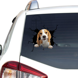 Beagle Dog Breeds Dogs Puppy Crack Window Decal Custom 3d Car Decal Vinyl Aesthetic Decal Funny Stickers Home Decor Gift Ideas Car Vinyl Decal Sticker Window Decals, Peel and Stick Wall Decals