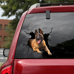 Belgian Malinois Crack Window Decal Custom 3d Car Decal Vinyl Aesthetic Decal Funny Stickers Cute Gift Ideas Ae10138 Car Vinyl Decal Sticker Window Decals, Peel and Stick Wall Decals 18x18IN 2PCS