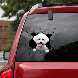 Bichon Frise Crack Window Decal Custom 3d Car Decal Vinyl Aesthetic Decal Funny Stickers Cute Gift Ideas Ae10159 Car Vinyl Decal Sticker Window Decals, Peel and Stick Wall Decals 18x18IN 2PCS