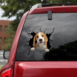 Beagle Dog Breeds Dogs Puppy Crack Window Decal Custom 3d Car Decal Vinyl Aesthetic Decal Funny Stickers Home Decor Gift Ideas Car Vinyl Decal Sticker Window Decals, Peel and Stick Wall Decals 18x18IN 2PCS