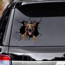 Belgian Malinois Crack Window Decal Custom 3d Car Decal Vinyl Aesthetic Decal Funny Stickers Cute Gift Ideas Ae10136 Car Vinyl Decal Sticker Window Decals, Peel and Stick Wall Decals