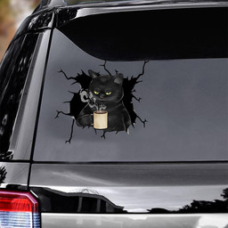 Black Cat Coffee Crack Window Decal Custom 3d Car Decal Vinyl Aesthetic Decal Funny Stickers Home Decor Gift Ideas Car Vinyl Decal Sticker Window Decals, Peel and Stick Wall Decals