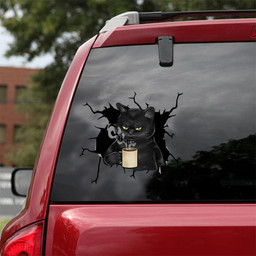 Black Cat Coffee Crack Window Decal Custom 3d Car Decal Vinyl Aesthetic Decal Funny Stickers Home Decor Gift Ideas Car Vinyl Decal Sticker Window Decals, Peel and Stick Wall Decals 18x18IN 2PCS