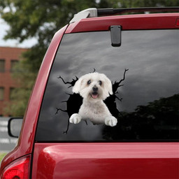 Bichon Crack Window Decal Custom 3d Car Decal Vinyl Aesthetic Decal Funny Stickers Cute Gift Ideas Ae10157 Car Vinyl Decal Sticker Window Decals, Peel and Stick Wall Decals 18x18IN 2PCS