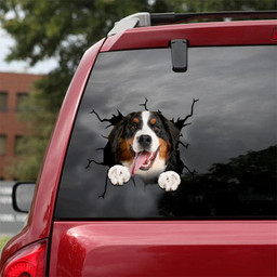 Bernese Mountain Dogs Crack Window Decal Custom 3d Car Decal Vinyl Aesthetic Decal Funny Stickers Home Decor Gift Ideas Car Vinyl Decal Sticker Window Decals, Peel and Stick Wall Decals 18x18IN 2PCS