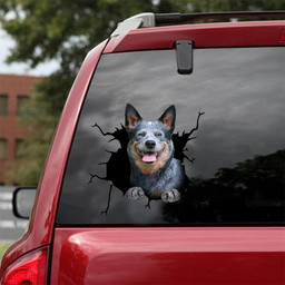 Blue Heeler Crack Window Decal Custom 3d Car Decal Vinyl Aesthetic Decal Funny Stickers Cute Gift Ideas Ae10178 Car Vinyl Decal Sticker Window Decals, Peel and Stick Wall Decals 18x18IN 2PCS