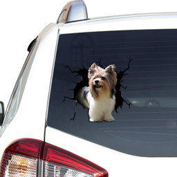Biewer Terrier Crack Window Decal Custom 3d Car Decal Vinyl Aesthetic Decal Funny Stickers Home Decor Gift Ideas Car Vinyl Decal Sticker Window Decals, Peel and Stick Wall Decals