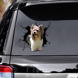 Biewer Terrier Crack Window Decal Custom 3d Car Decal Vinyl Aesthetic Decal Funny Stickers Home Decor Gift Ideas Car Vinyl Decal Sticker Window Decals, Peel and Stick Wall Decals