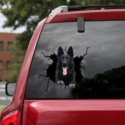 Black German Shepherd Dog Breeds Dogs Puppy Crack Window Decal Custom 3d Car Decal Vinyl Aesthetic Decal Funny Stickers Home Decor Gift Ideas Car Vinyl Decal Sticker Window Decals, Peel and Stick Wall Decals 18x18IN 2PCS