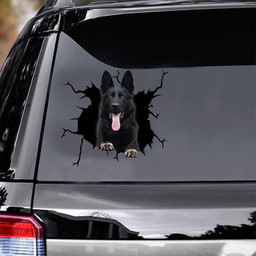 Black German Shepherd Dog Breeds Dogs Puppy Crack Window Decal Custom 3d Car Decal Vinyl Aesthetic Decal Funny Stickers Home Decor Gift Ideas Car Vinyl Decal Sticker Window Decals, Peel and Stick Wall Decals