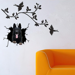 Black German Shepherd Dog Breeds Dogs Puppy Crack Window Decal Custom 3d Car Decal Vinyl Aesthetic Decal Funny Stickers Home Decor Gift Ideas Car Vinyl Decal Sticker Window Decals, Peel and Stick Wall Decals