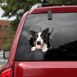 Border Collie Crack Window Decal Custom 3d Car Decal Vinyl Aesthetic Decal Funny Stickers Cute Gift Ideas Ae10184 Car Vinyl Decal Sticker Window Decals, Peel and Stick Wall Decals 18x18IN 2PCS