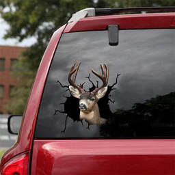 Black Tailed Deer Crack Window Decal Custom 3d Car Decal Vinyl Aesthetic Decal Funny Stickers Home Decor Gift Ideas Car Vinyl Decal Sticker Window Decals, Peel and Stick Wall Decals 18x18IN 2PCS