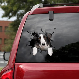 Border Collie Crack Window Decal Custom 3d Car Decal Vinyl Aesthetic Decal Funny Stickers Cute Gift Ideas Ae10189 Car Vinyl Decal Sticker Window Decals, Peel and Stick Wall Decals 18x18IN 2PCS