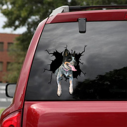 Blue Heeler Crack Window Decal Custom 3d Car Decal Vinyl Aesthetic Decal Funny Stickers Home Decor Gift Ideas Car Vinyl Decal Sticker Window Decals, Peel and Stick Wall Decals 18x18IN 2PCS