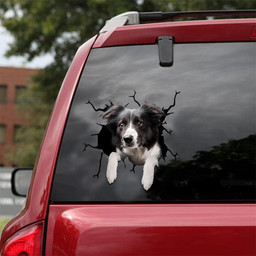 Border Collie Crack Window Decal Custom 3d Car Decal Vinyl Aesthetic Decal Funny Stickers Home Decor Gift Ideas Car Vinyl Decal Sticker Window Decals, Peel and Stick Wall Decals 18x18IN 2PCS